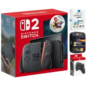 switch 2 mario kart world bundle with pro controller, mightyskins code and 2 cps year extended warranty nintendo switch 2