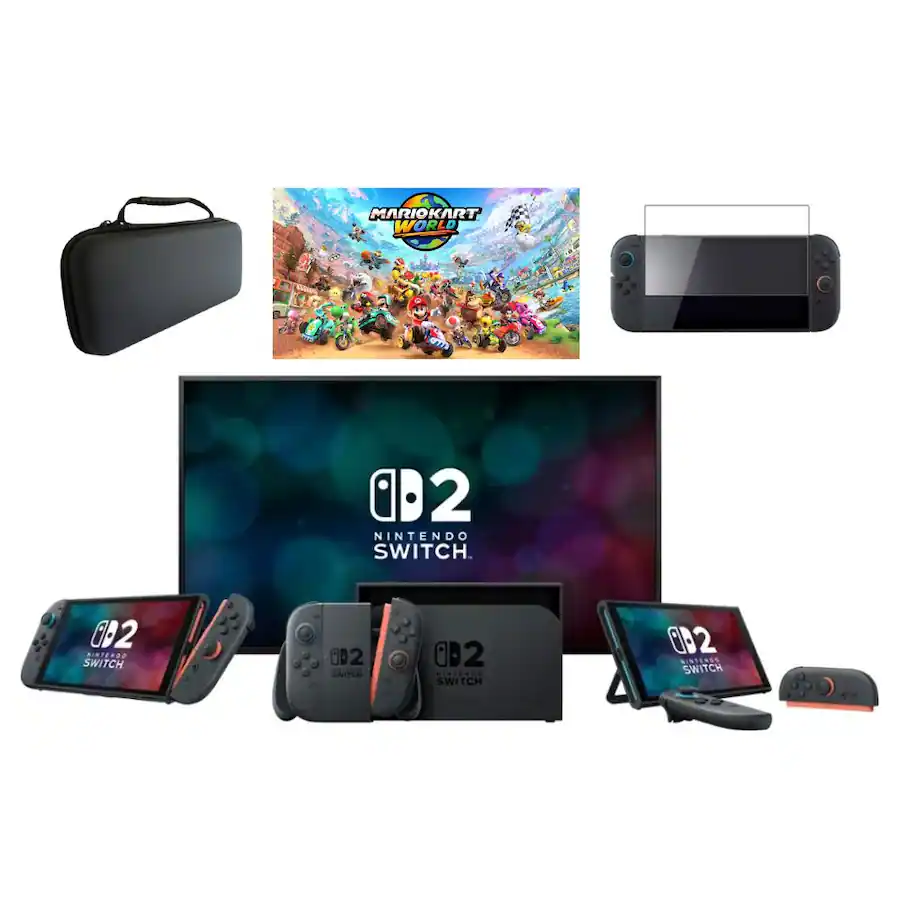 switch 2 + mario kart world bundle with accessories, (carrying case, and screen protector) nintendo switch 2 switch 2 + mario kart world bundle with accessories, (carrying case, and screen protector) nintendo switch 2