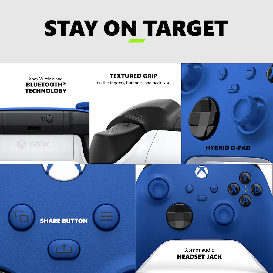 microsoft xbox wireless controller for xbox series x, xbox series s, xbox one, pcs, and cloud enabled devices shock blue open box good microsoft xbox wireless controller for xbox series x, xbox series s, xbox one, pcs, and cloud enabled devices shock blue open box good