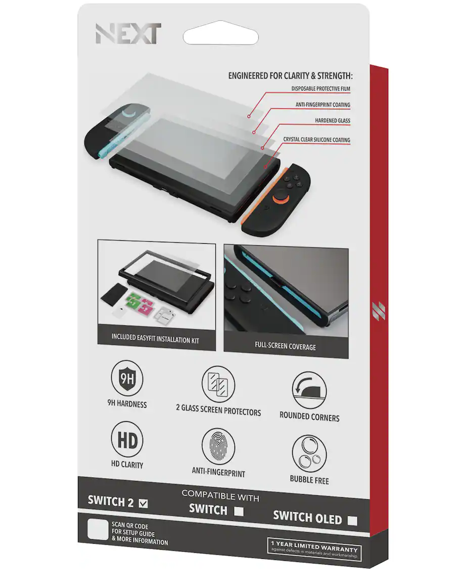 next elite glass screen protector 2 pack for nintendo switch 2 clear next elite glass screen protector 2 pack for nintendo switch 2 clear